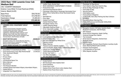 2022 RAM 1500 Laramie Crew Cab 4x4 6'4' Box