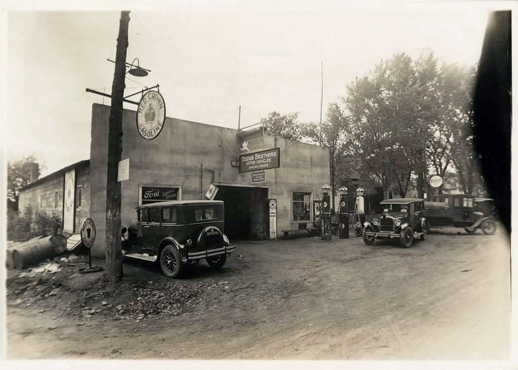 Exterior of dealership 1928 Johnson Kruger dealership in Star Prairie WI